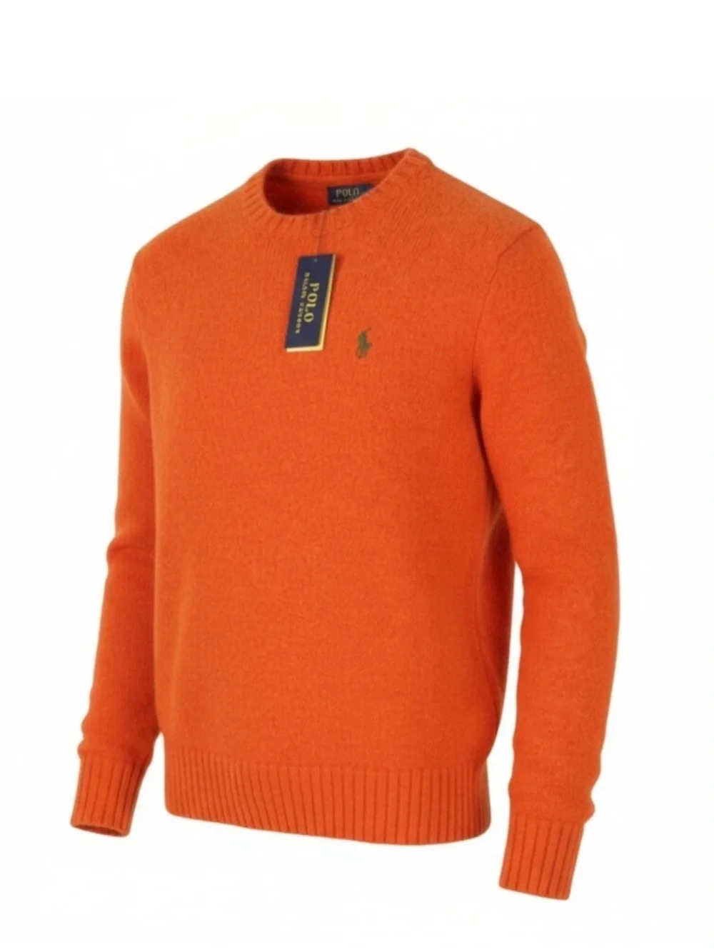 NWT Polo Ralph Lauren Orange Crewneck The Luxury Cotton Sweater Knit Casual M